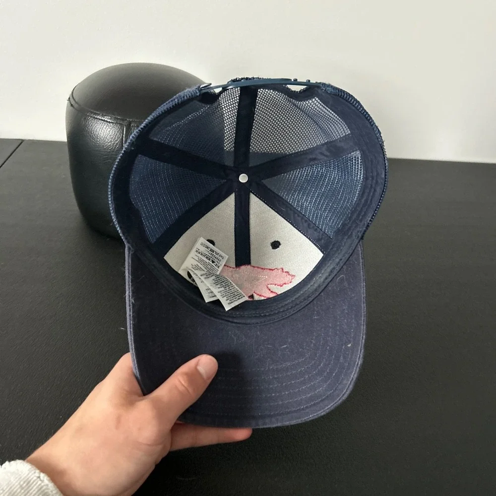 The North Face Trucker Hat Cap Snap Back Adjustable Blue Bear Logo Outdoor Adult